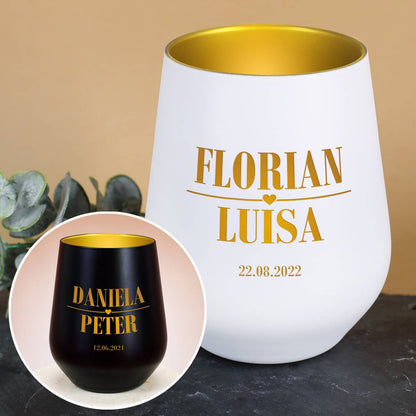 Kerzenbecher für Paare mit Namensgravur und Datum