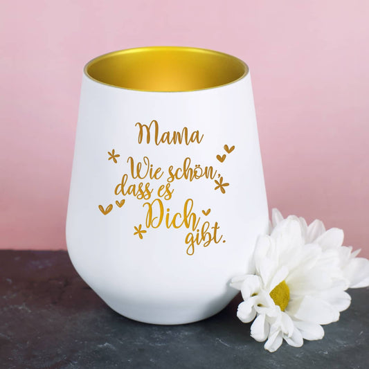 Graviertes Windlicht - Wie schön, dass es Dich gibt - mit Ihrem Wunschnamen