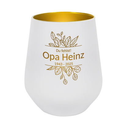 Freigestelltes Produktfoto des Windlichts (weiß) ohne Kerze auf weißem Hintergrund