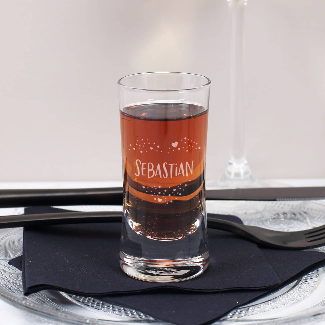 Kleines Shotglas zum Valentinstag