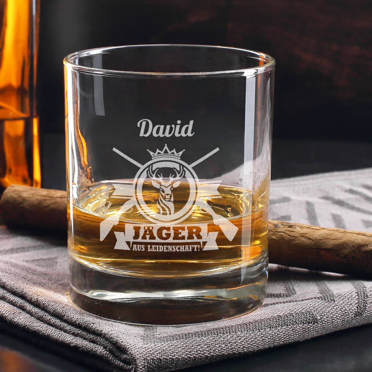 Jäger aus Leidenschaft - graviertes Whiskyglas mit Name