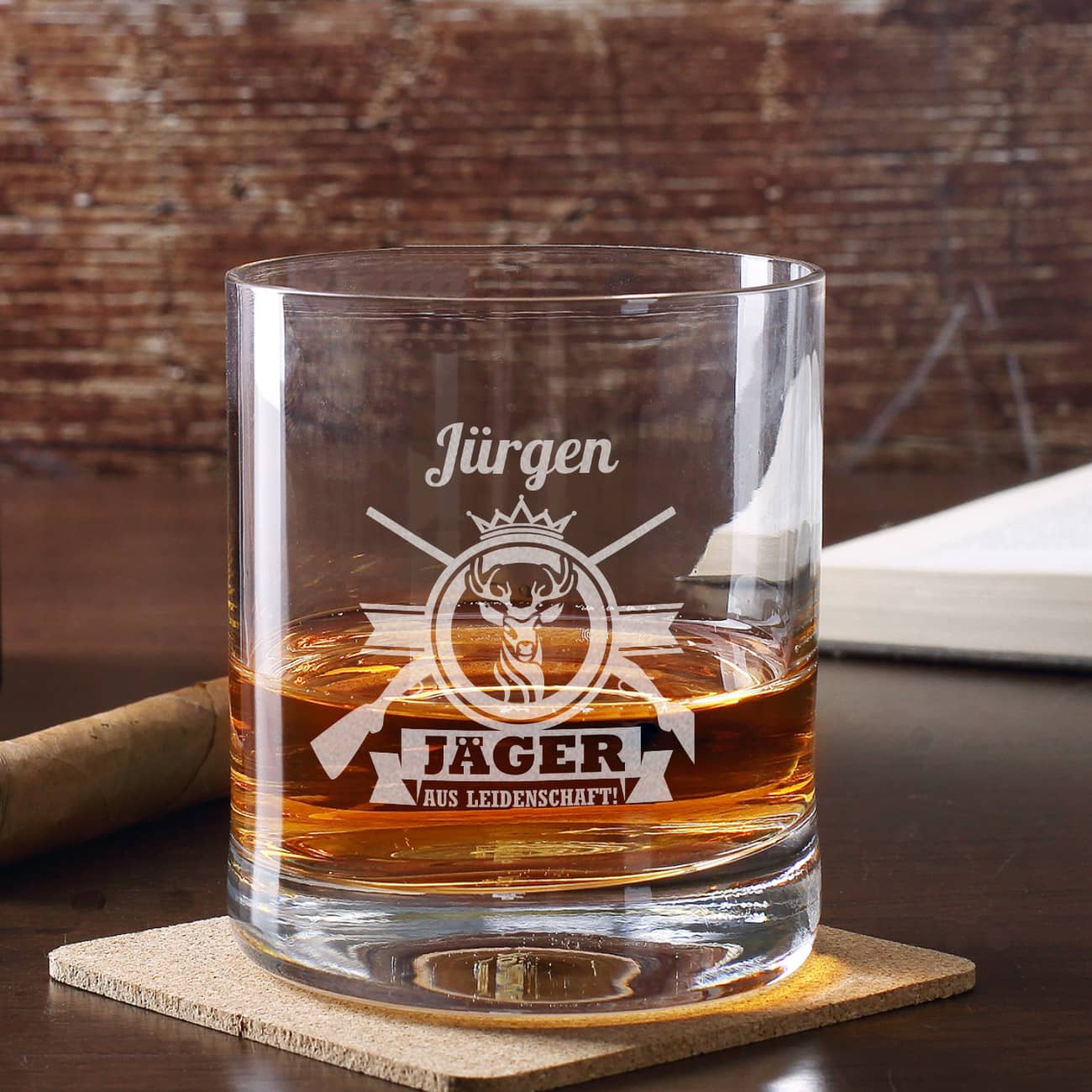 Jäger aus Leidenschaft - graviertes Whiskyglas mit Name