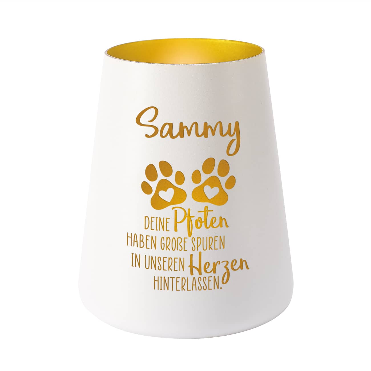 Trauerwindlicht für Tiere mit Pfoten, Spruch und Name