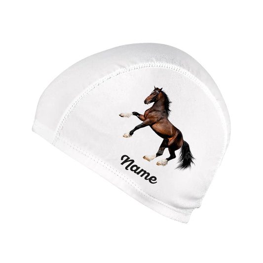 Kinderbadekappe mit Pferd und Wunschname bedruckt