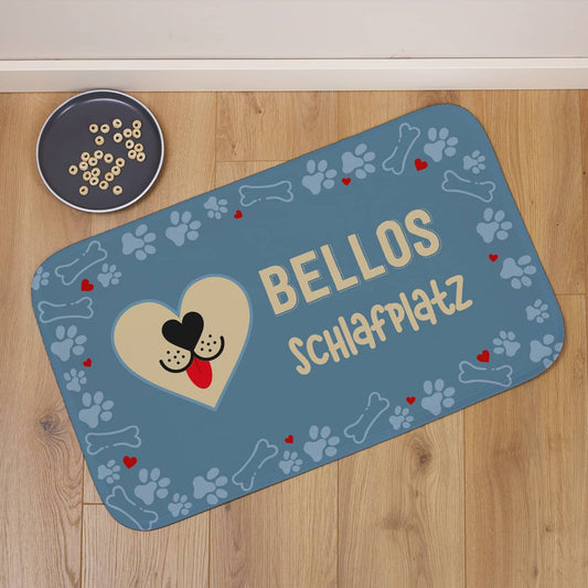 Kleiner Hundeteppich mit Wunschtext 76x48cm