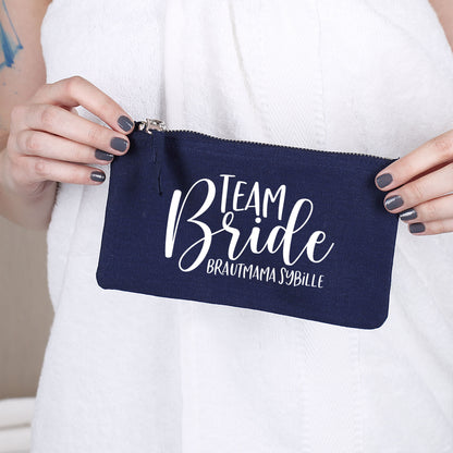 Beautycase mit Namensaufdruck | Team Bride | 5 Farben & Größenauswahl