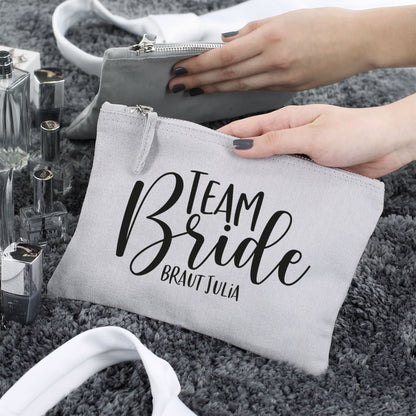 Beautycase mit Namensaufdruck | Team Bride | 5 Farben & Größenauswahl