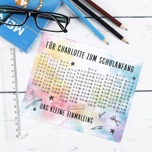 Einmaleins Brillenputztuch mit Wunschtext