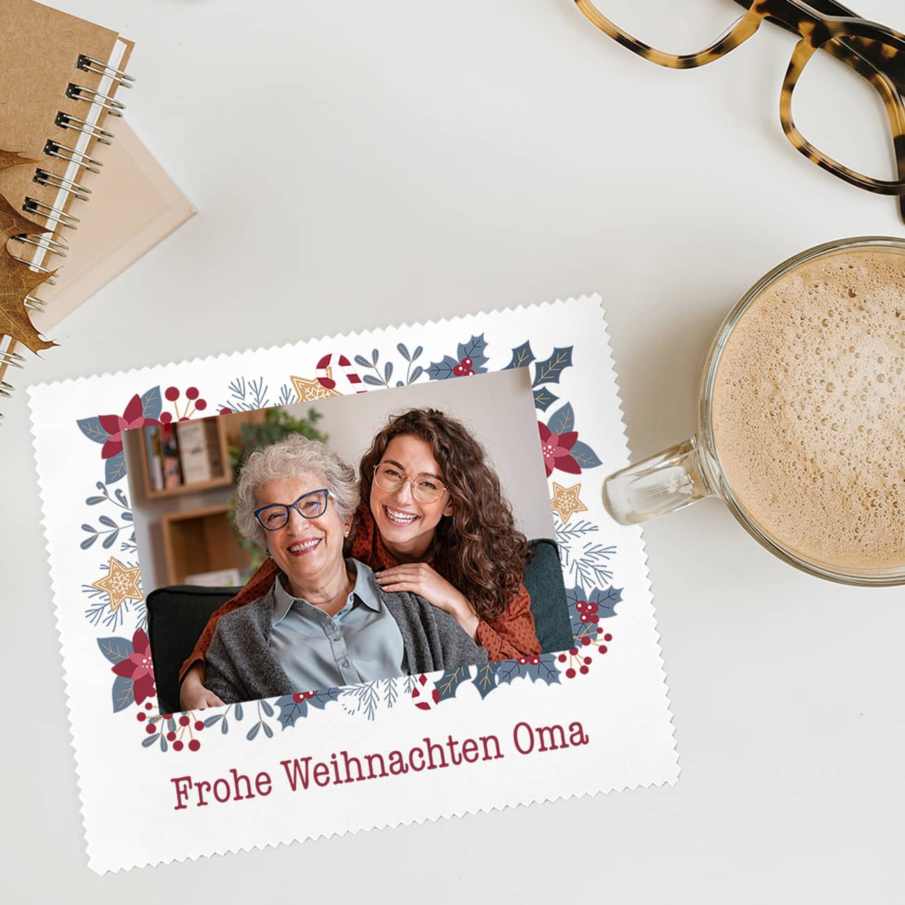 Winterliches Brillenputztuch mit Fotoaufdruck