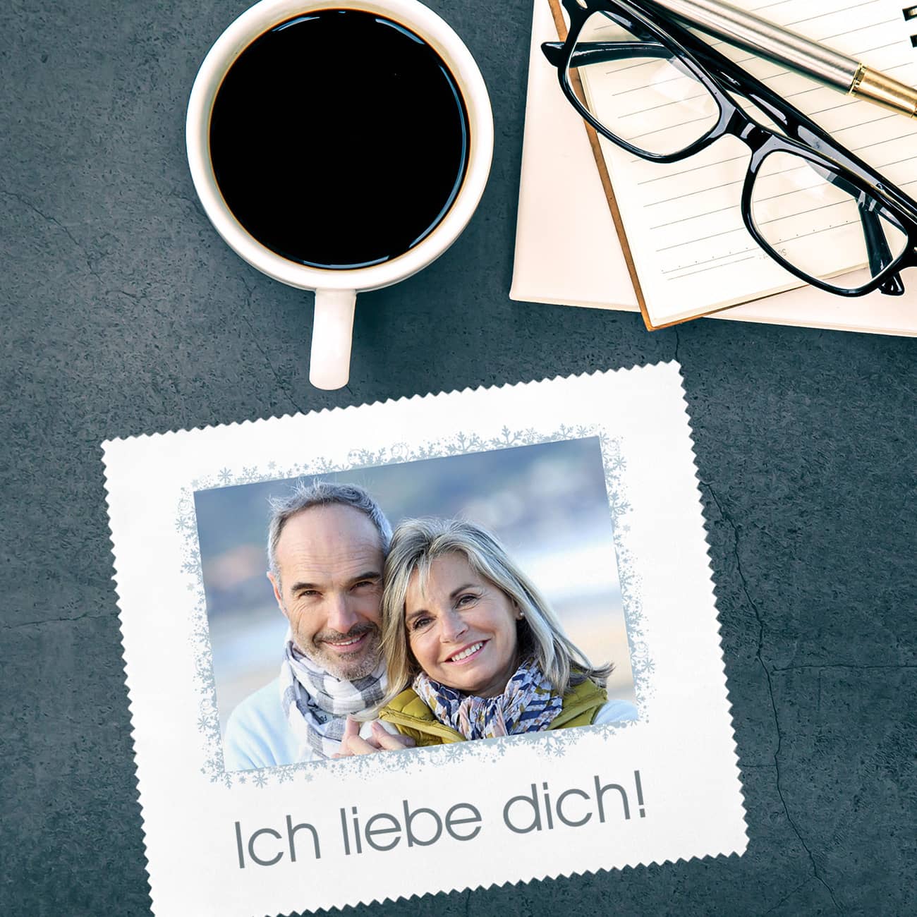 Winterliches Brillenputztuch mit Fotoaufdruck