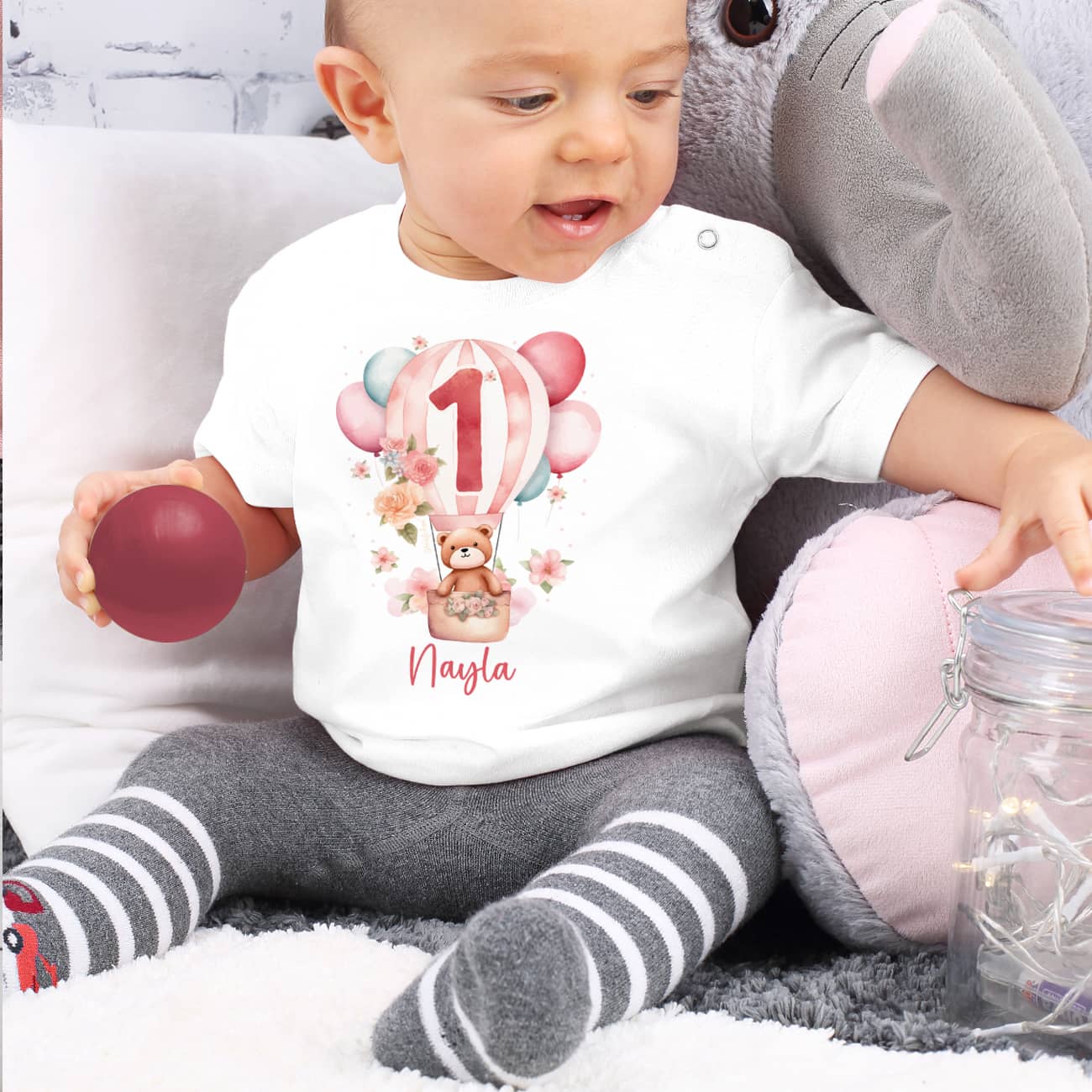 T-Shirt für Baby zum Geburtstag mit Name