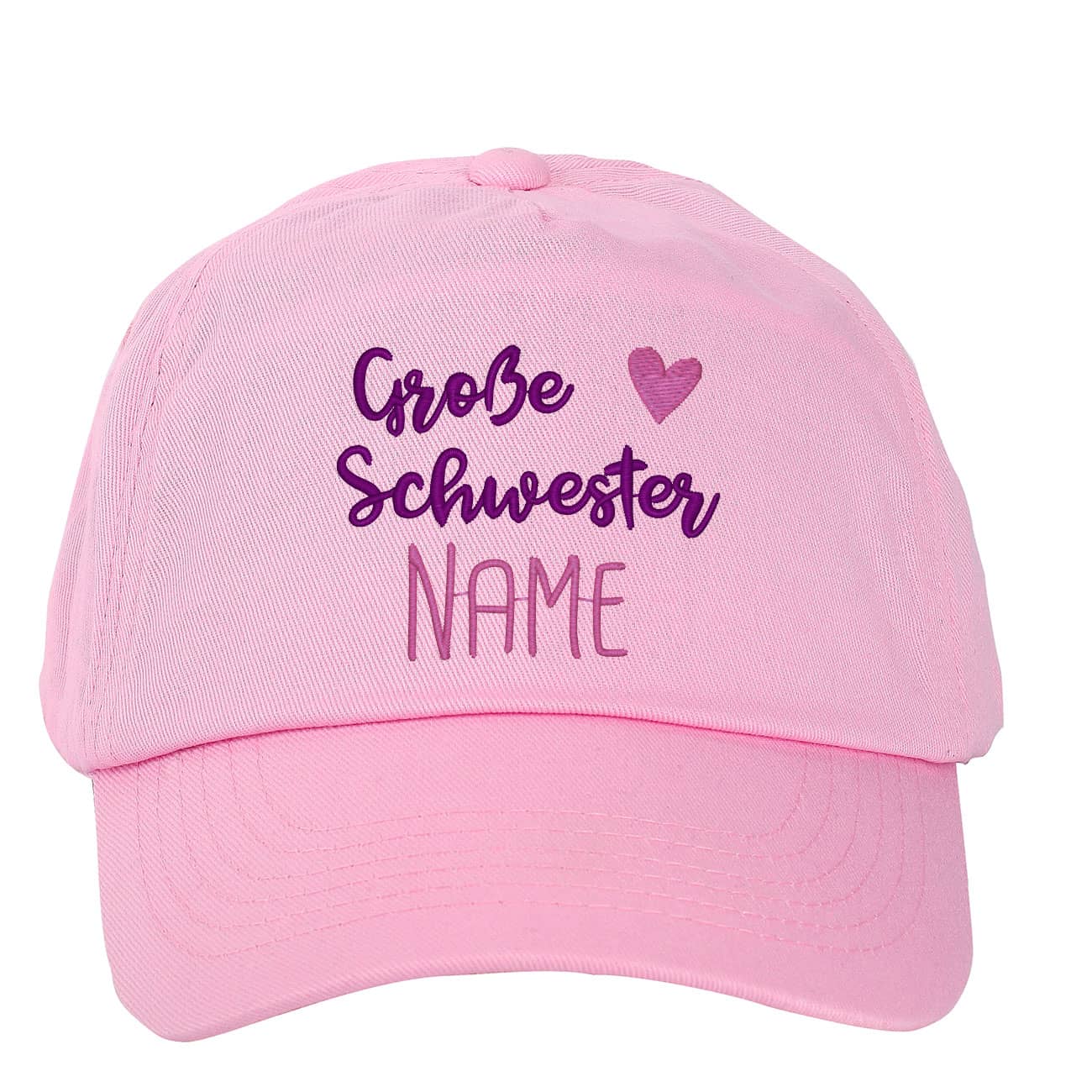rosafarbenes Basecap Große Schwester mit Name