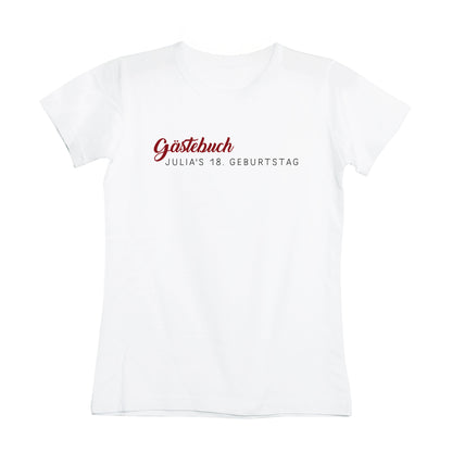 Freigestelltes T-Shirt mit rotem Aufdruck – Vorderseite vollständig sichtbar
