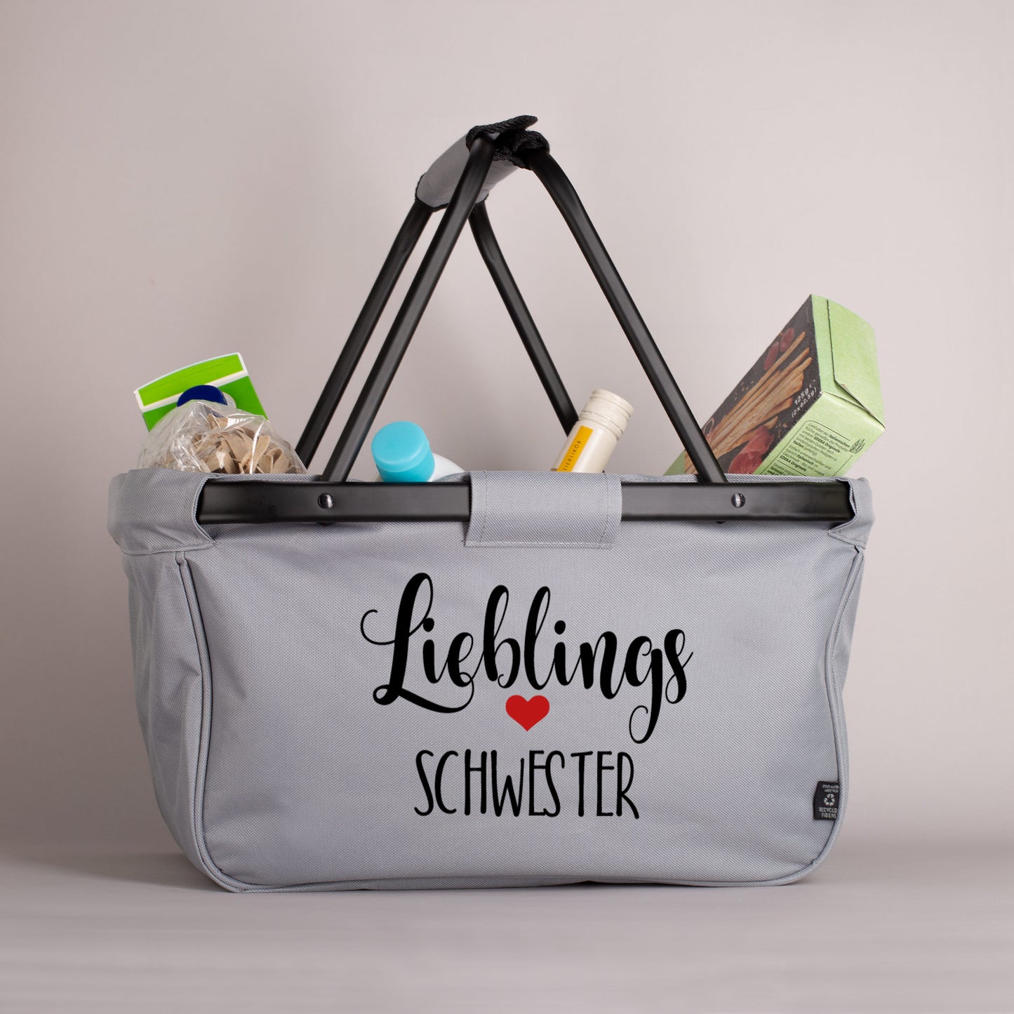Einkaufskorb mit Lieblings-Motiv und Ihrem Wunschtext bedruckt