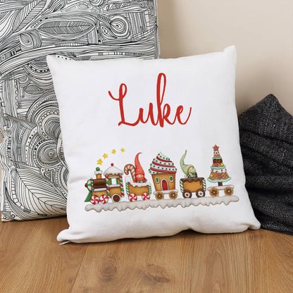 Flauschkissen für Kinder mit Wichtel Weihnachtszug und Name