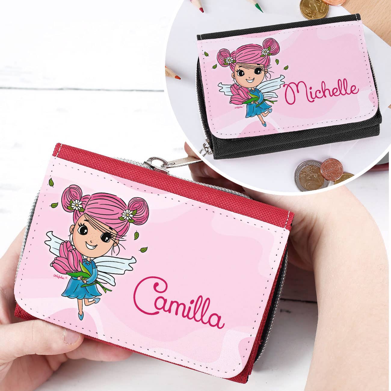 Geldbörse für Kinder mit Tulpenfee Motiv und mit Name personalisiert
