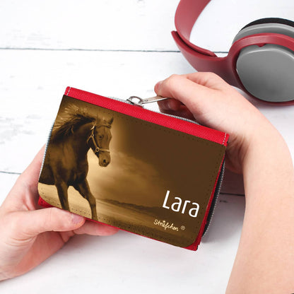 Rote Geldbörse mit Pferdemotiv