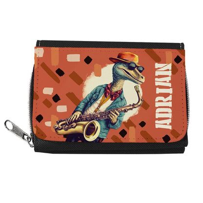 Hammermäßige Geldbörse für Kinder mit tollem Jazz-Dino und Ihrem Wunschnamen