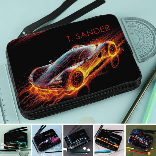 Rennwagen-Federmappe mit 6 verschiedenen Motiven zur Auswahl