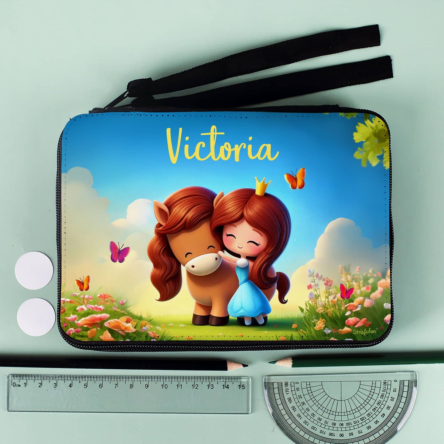 Bedruckte Federmappe mit Prinzessin für Mädchen