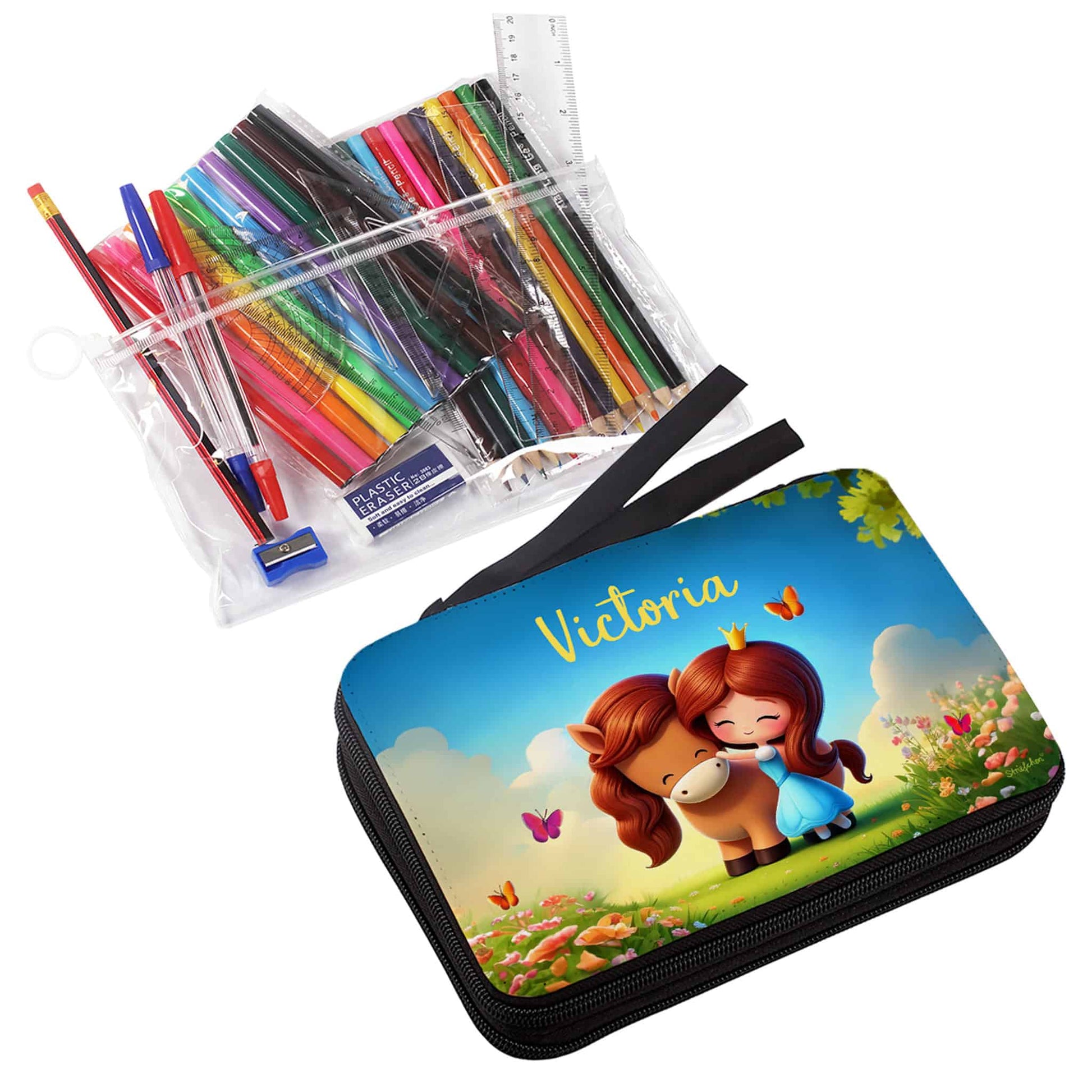 Prinzessin-Federmappe mit Personalisierung und Inhalt
