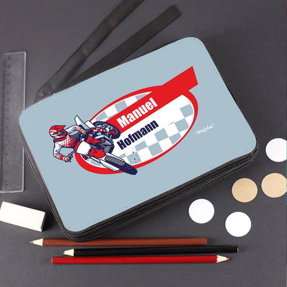 Motorradfans-Federmappe mit personalisiertem Aufdruck und Inhalt