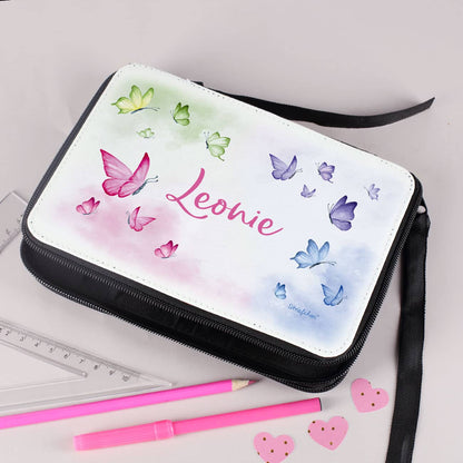 Bunte Federmappe mit Schmetterlingen