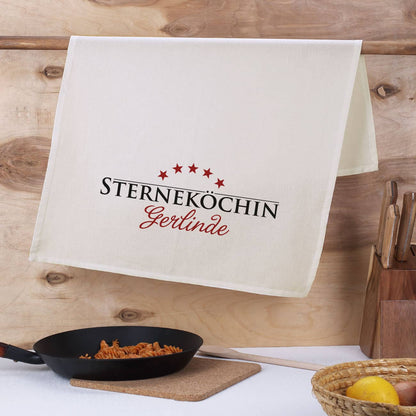 Sterneköchin - Geschirrtuch in Natur