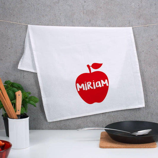Persönliches Geschirrtuch mit rotem Apfel