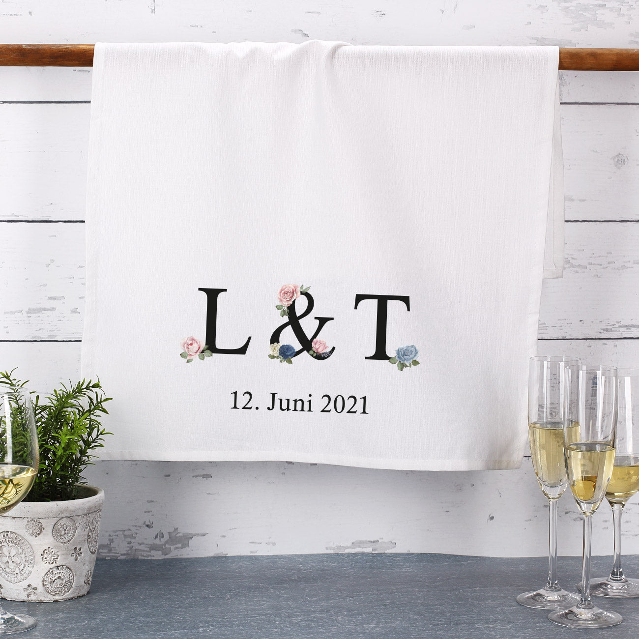 Bedrucktes Geschirrtuch mit Vintage Motiv