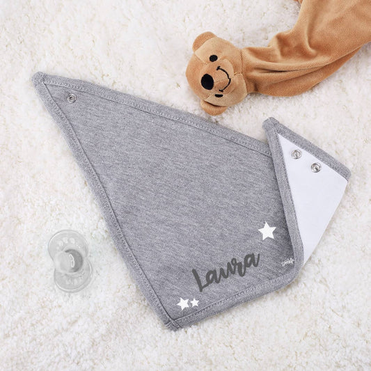 Graues Baby Hlastuch mit weißer Rückseite