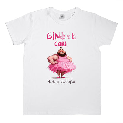Freigestelltes Bild des GINderella-Shirt – rosa Motiv, Wunschname und Gin-Spruch