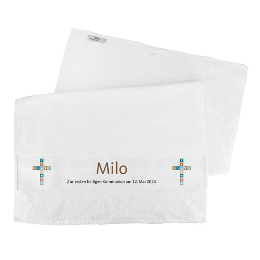 Handtuch für Jungen zur Taufe, Kommunion, Konfirmation 