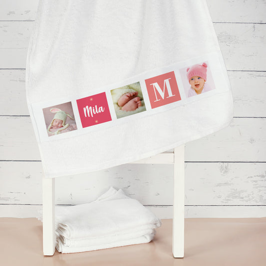 Foto-Handtuch für Mädchen mit Name und Initiale