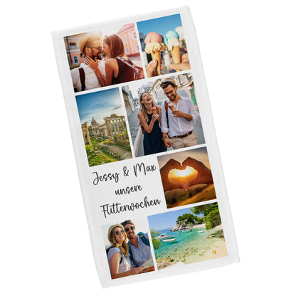 Persönliches Handtuch mit sieben Ihrer schönsten Fotos und Wunschtext individuell gestaltet