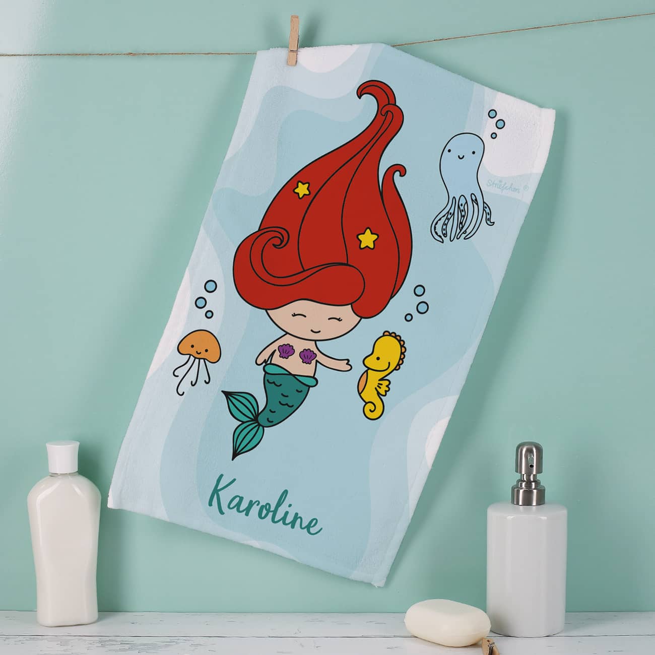 Handtuch mit kleiner Meerjungfrau in zwei Größen