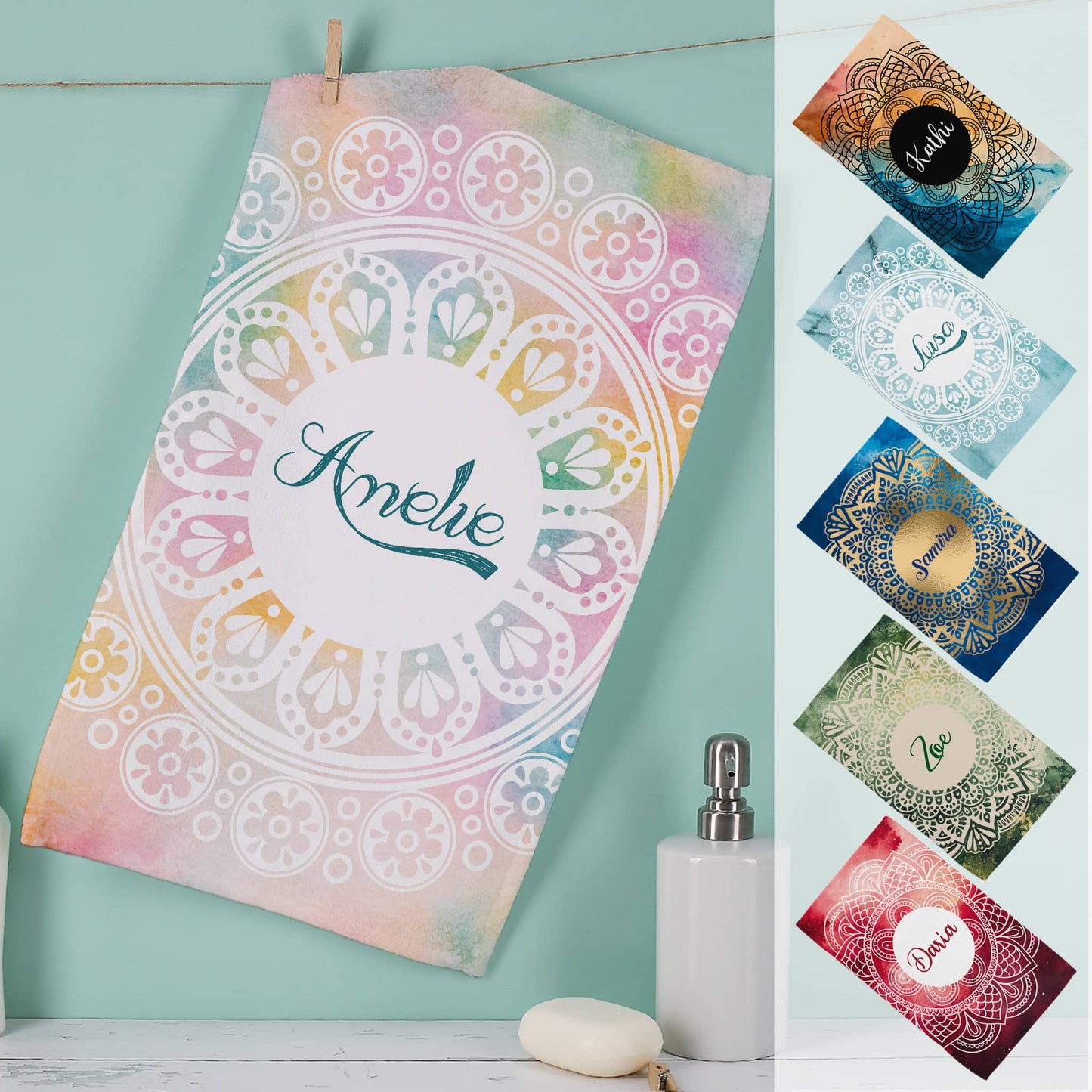 Handtuch mit Mandala-Motiv in verschiedenen Farben und Mustern -  perfekt für Ramadan