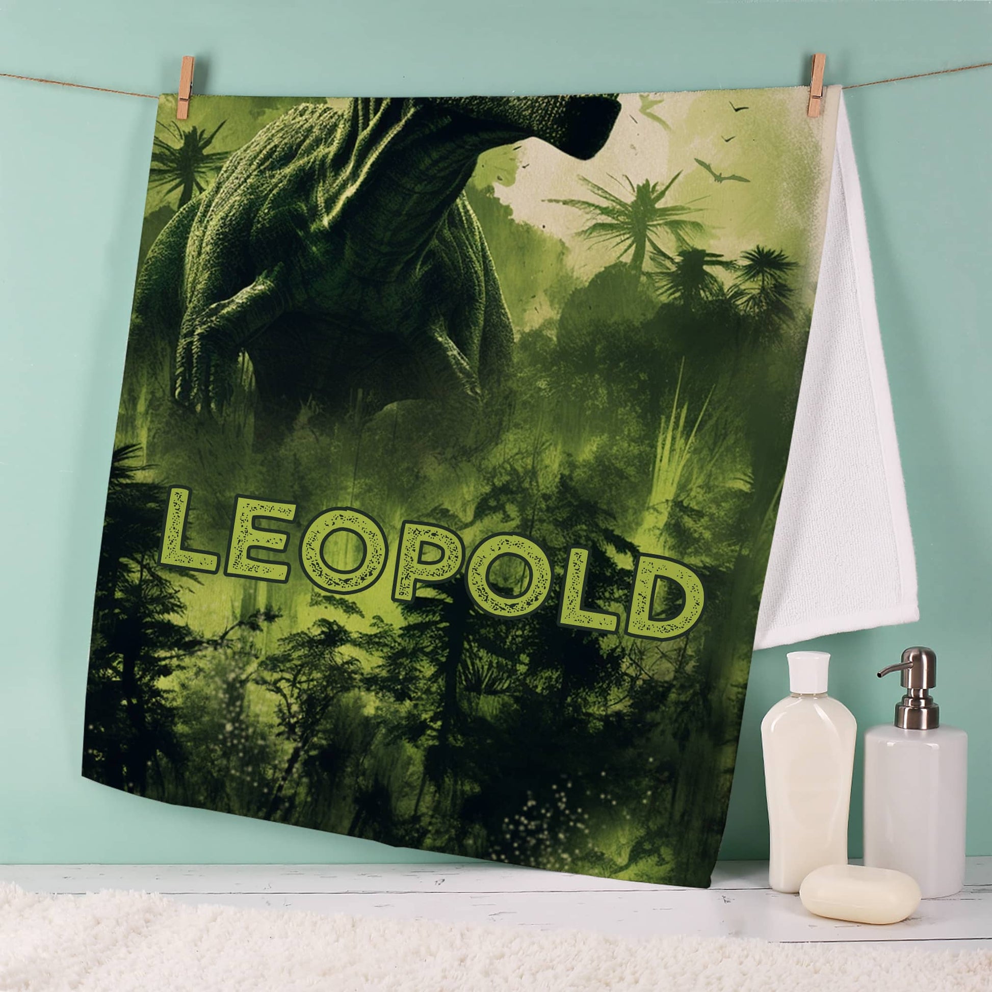 Dinosaurier-Handtuch mit Name