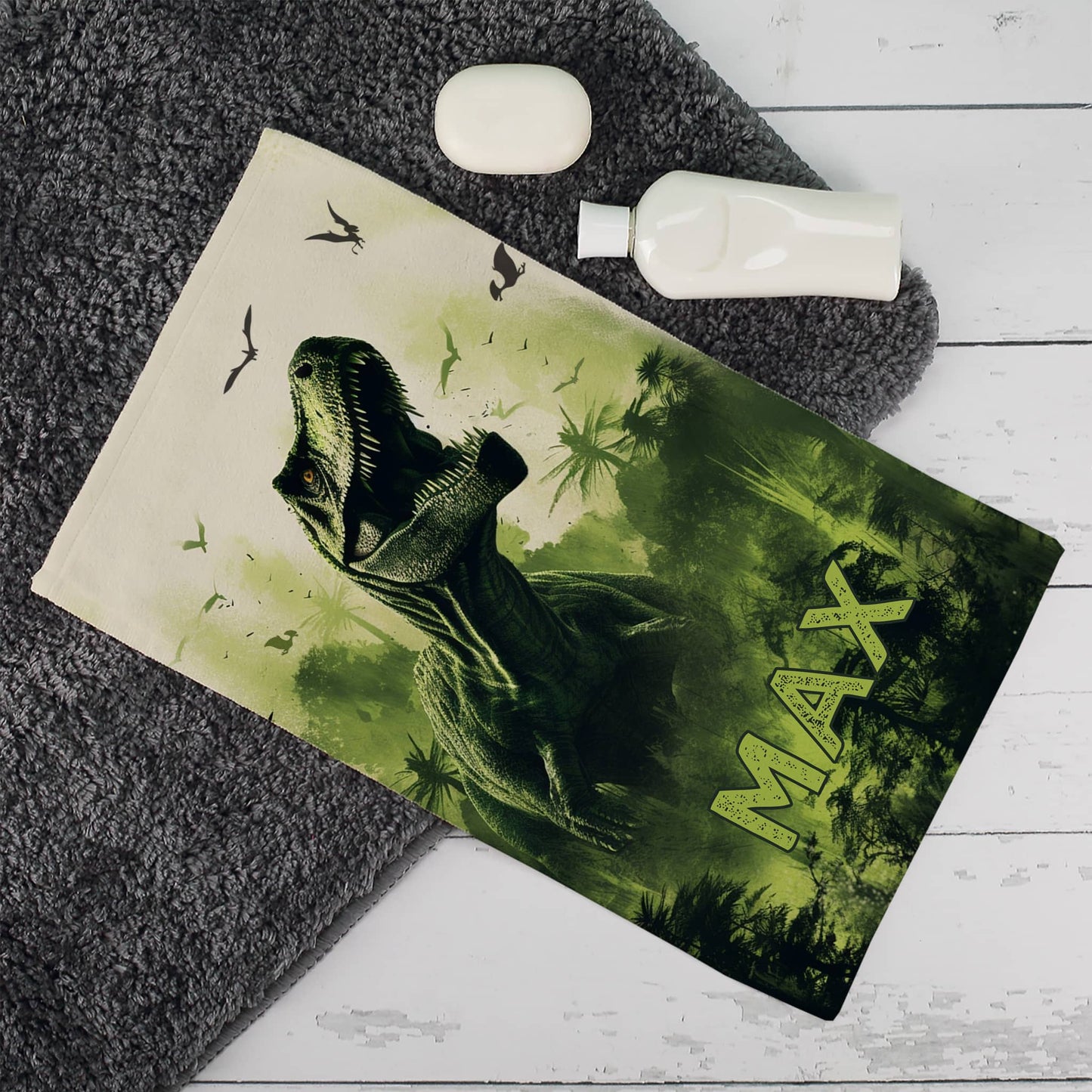 Kleines Handtuch mit Dinosaurier & Name