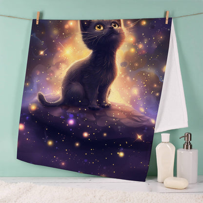 Handtuch mit magischer Katze als Motiv