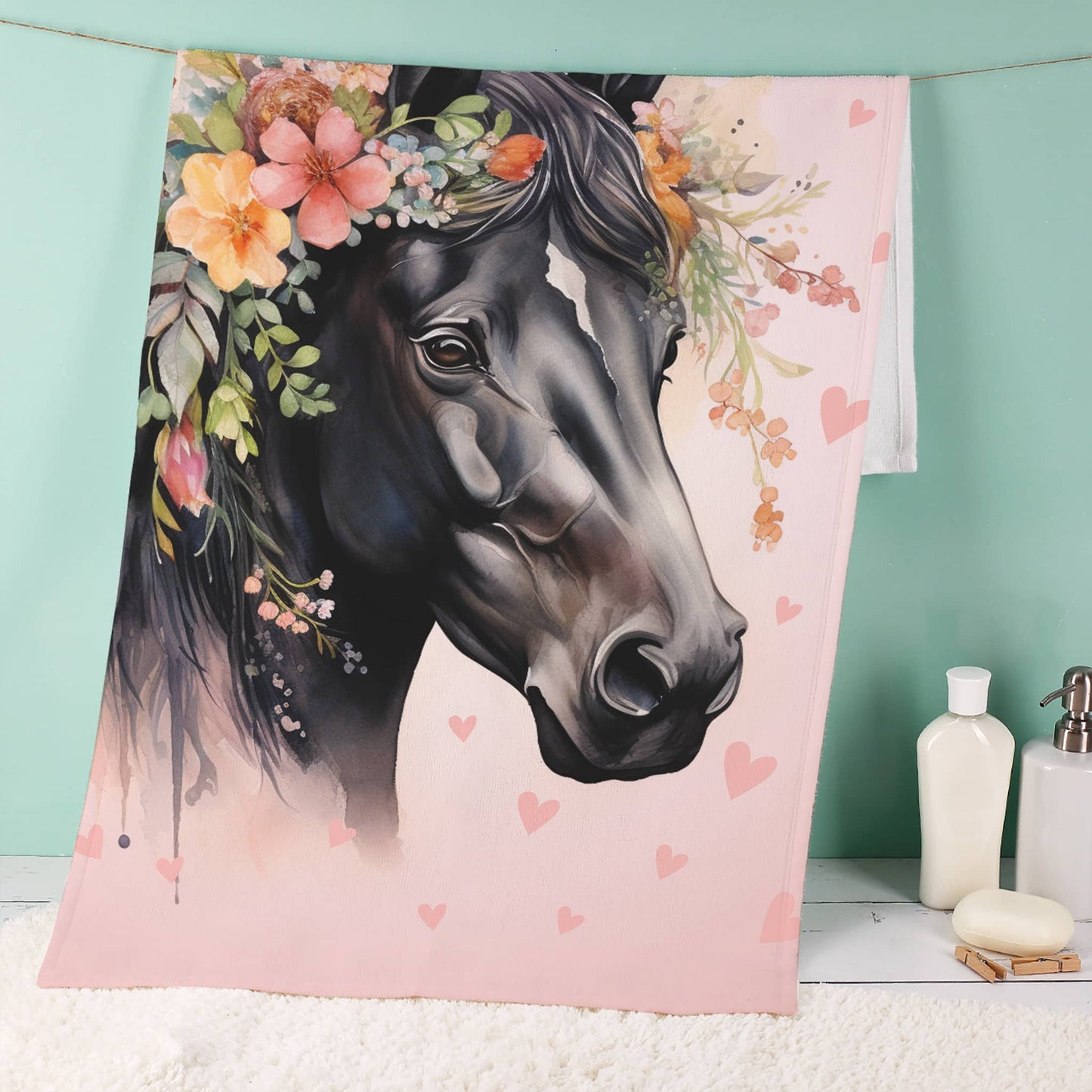 Buntes Pferd-Motiv mit Blumen