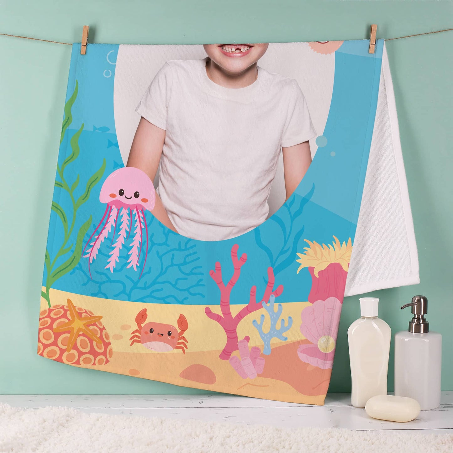 Handtuch mit Unterwasserwelt und Foto in 3 Größen