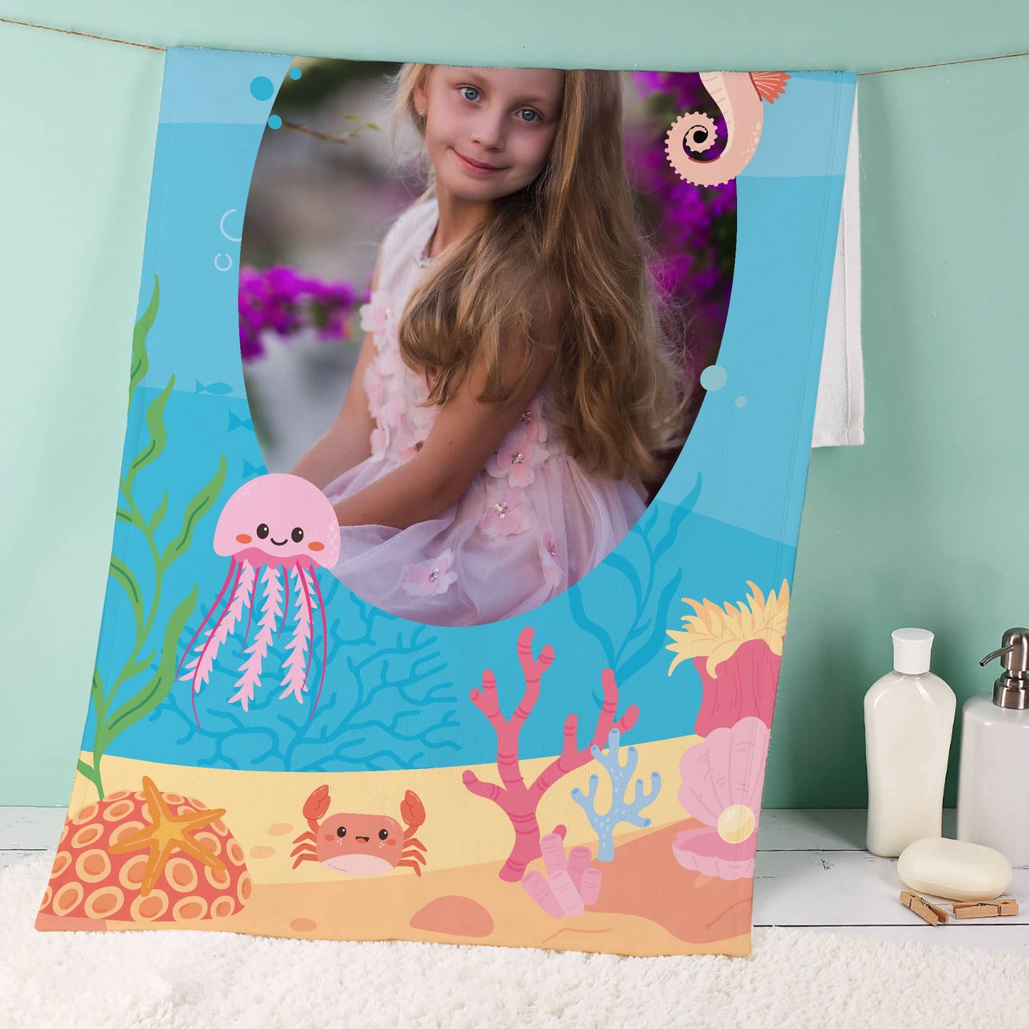 Handtuch mit Unterwasserwelt und Foto in 3 Größen