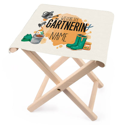 Bedruckter Klapphocker für Gärtnerinnen mit Name