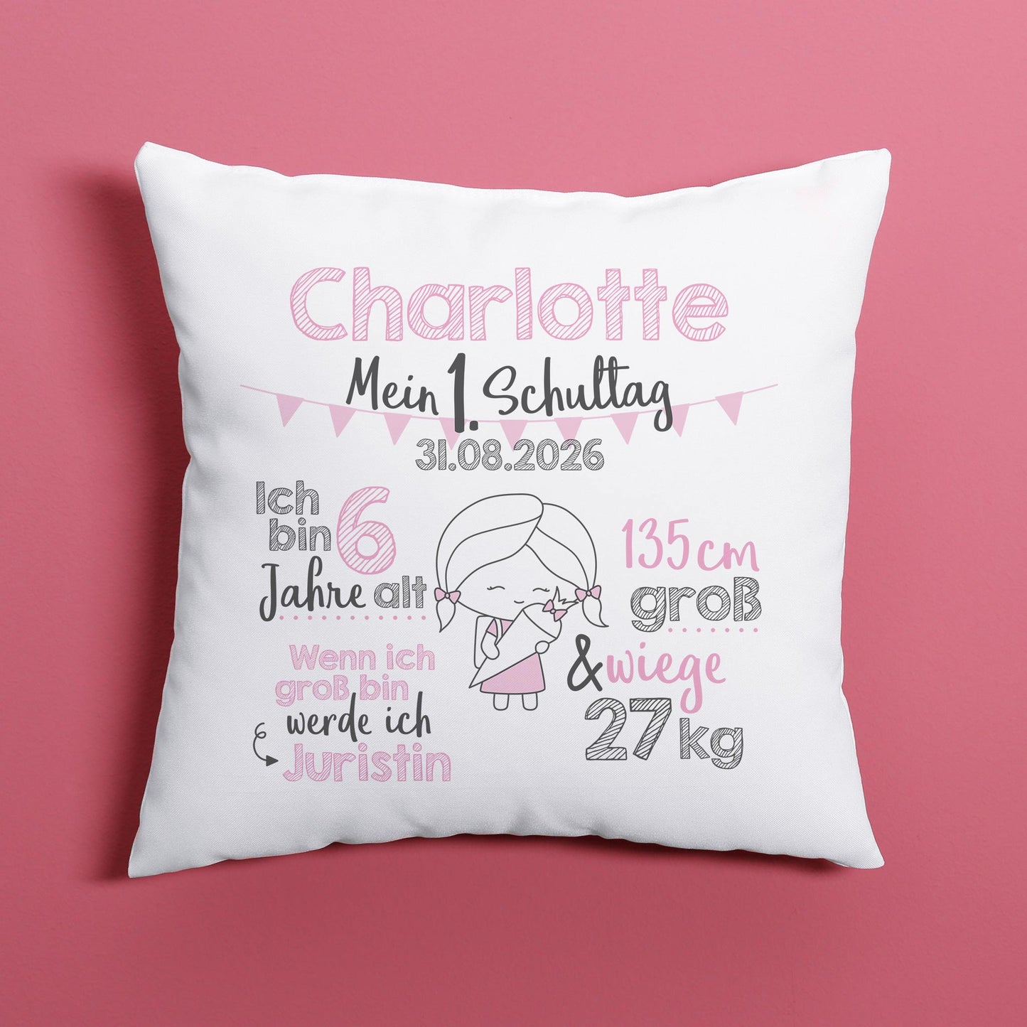 Kissen zur Einschulung für Mädchen