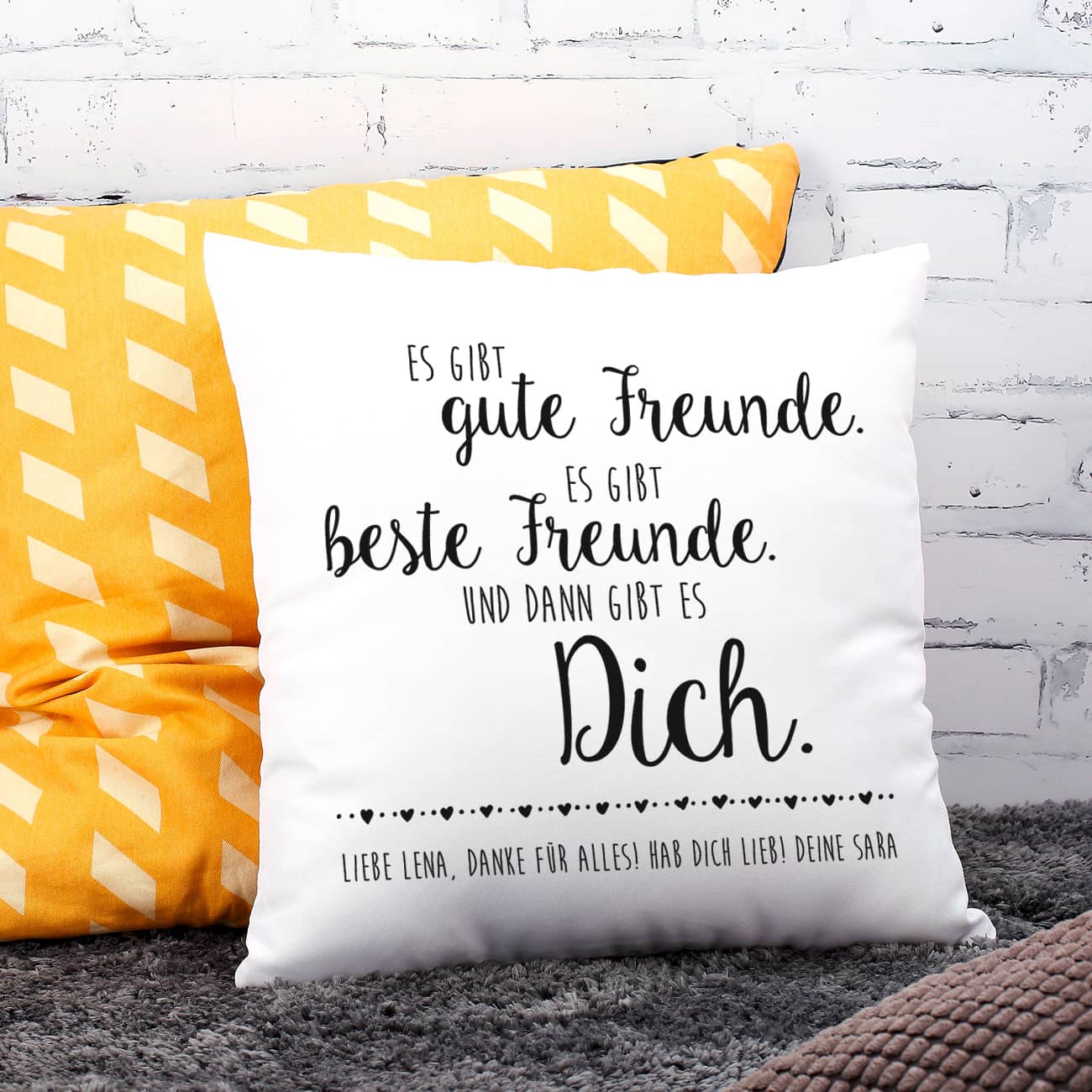 Kissen für die Freundin mit Ihrem WUnschtext bedruckt