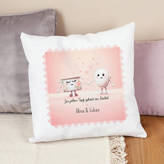 Kissen mit Topf und Deckel Motiv und Namen