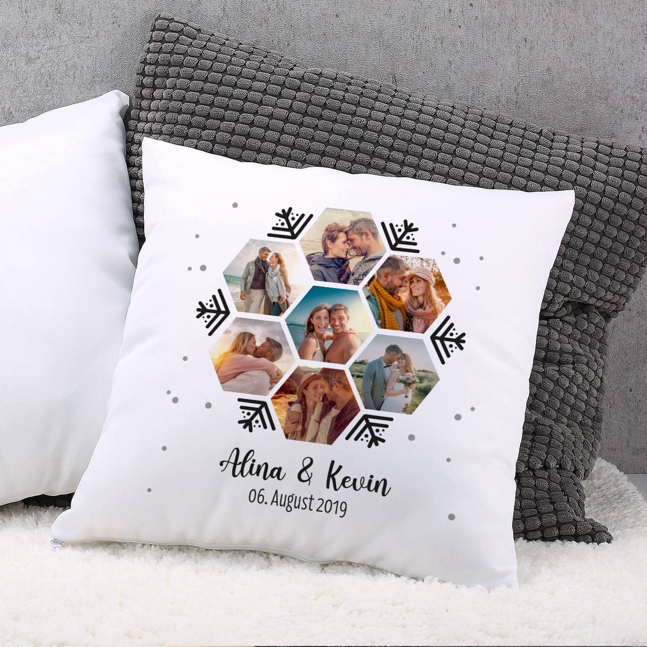 Fotogeschenk mit 7 Fotos und zwei Zeilen Text als Personalisierung