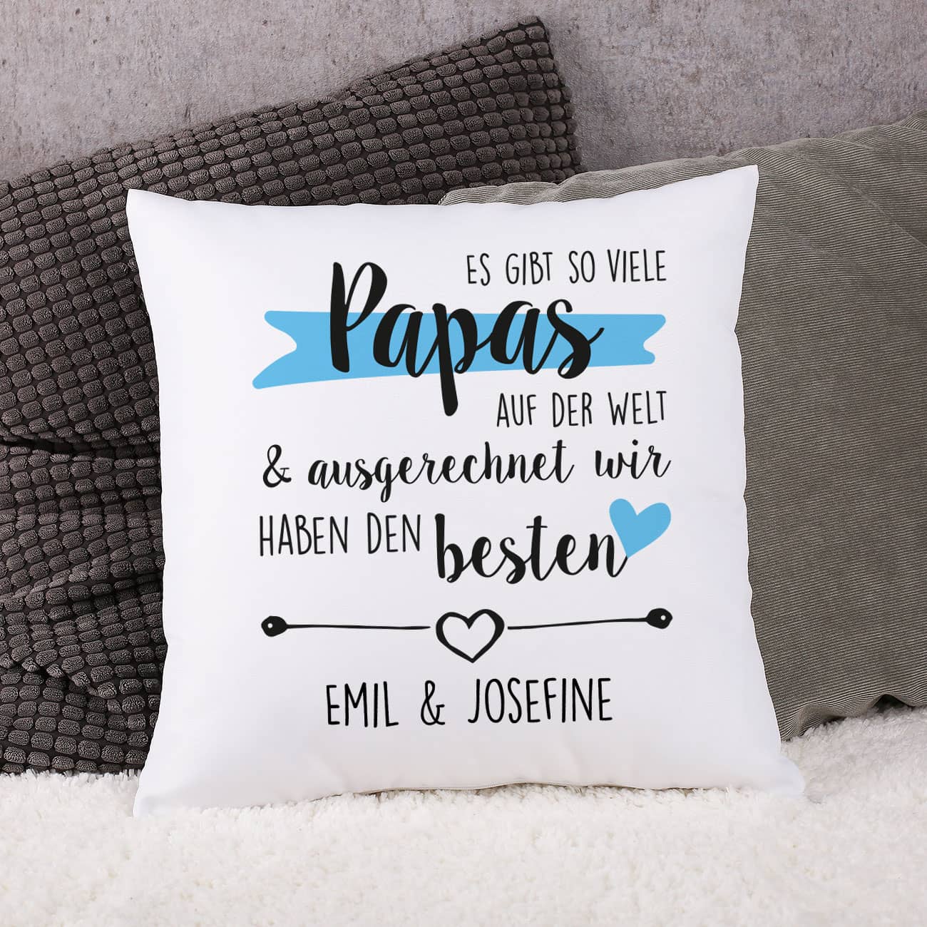 Tolles Kissen für Papas mit Wunschaufdruck