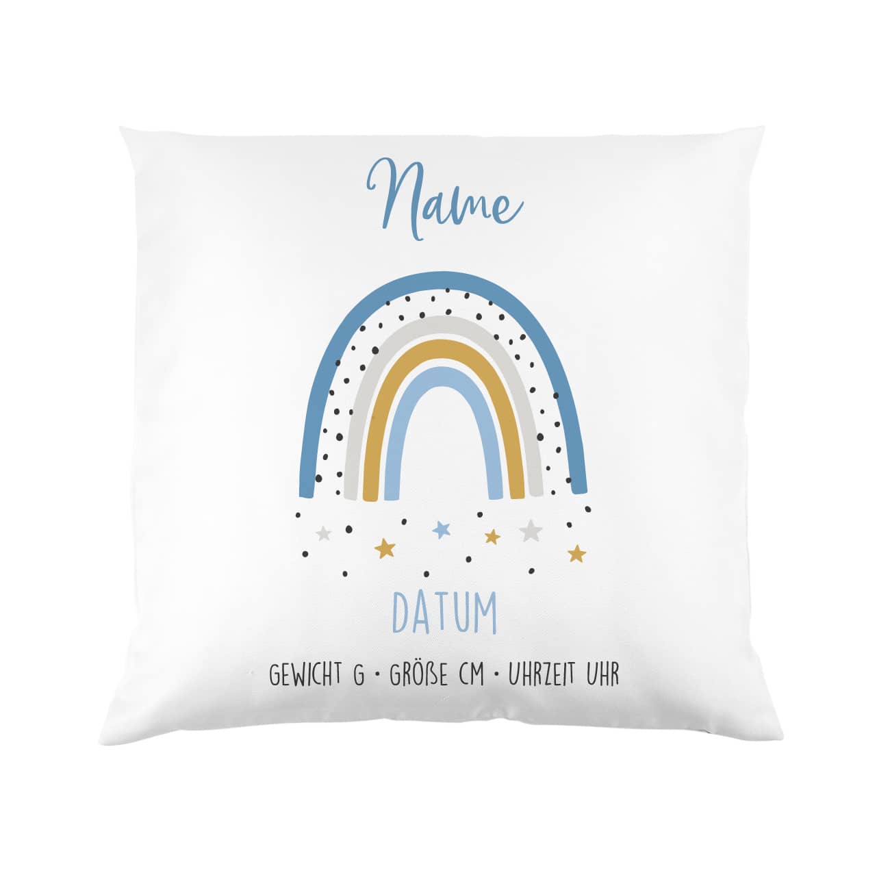 Kissen mit Regenbogen zur Geburt für Jungen